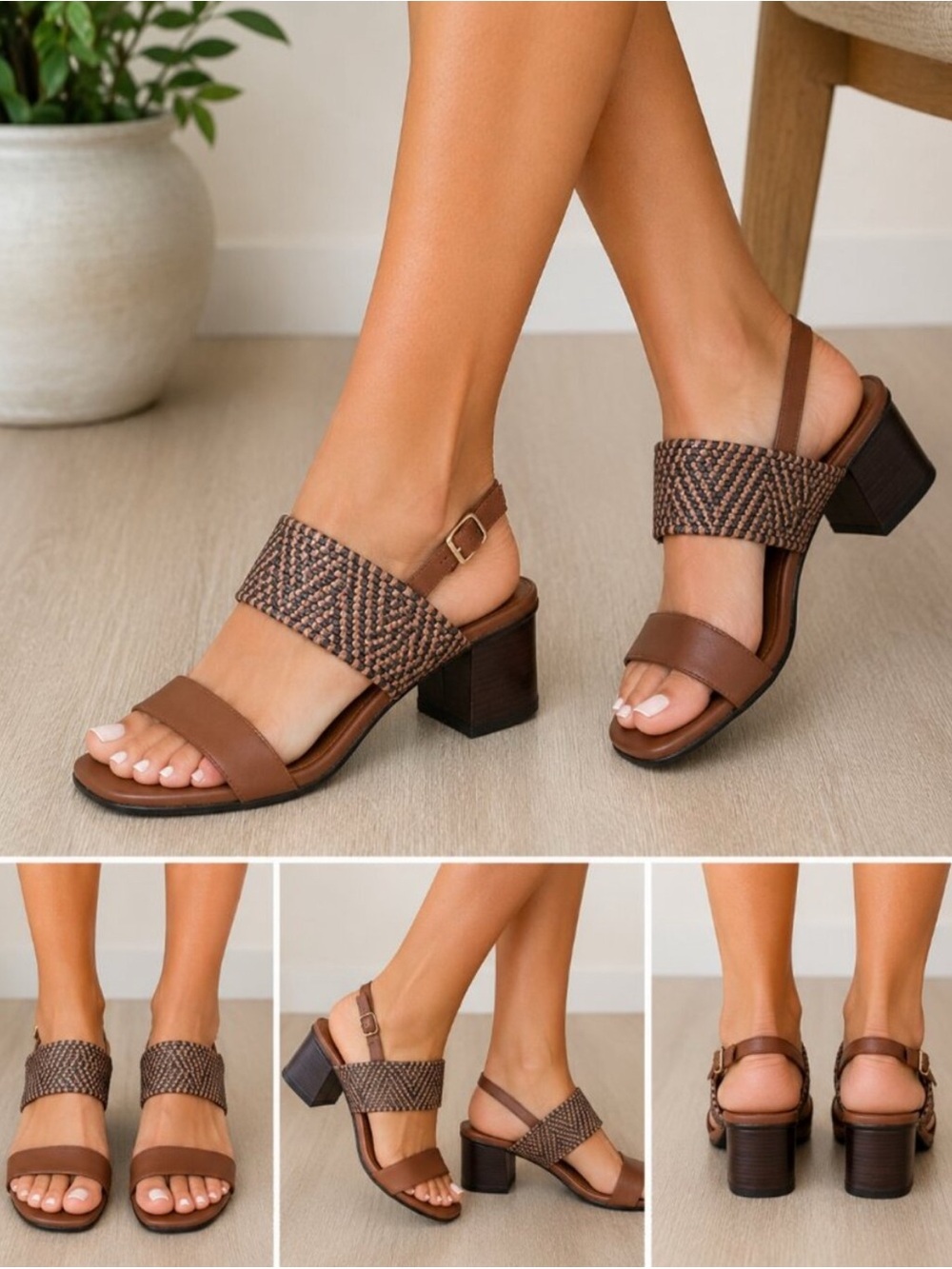 Italian Shoemakers Leather Heeled Sandals Size 8.5